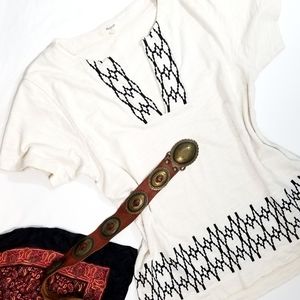 MADEWELL》heavyweight cotton ethnic Embroidered top